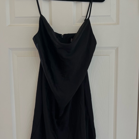 NWT Urban Outfitters black cowl mini dress zipper back adjustable straps size M - Picture 1 of 6